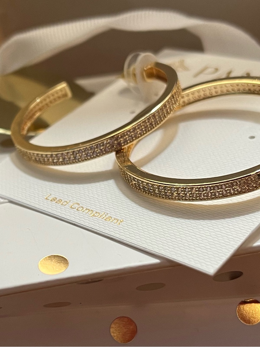Panacea 14-Karat Gold Plate Pavé Cubic Zirconia Hoop Earrings NWT - Picture 2 of 2